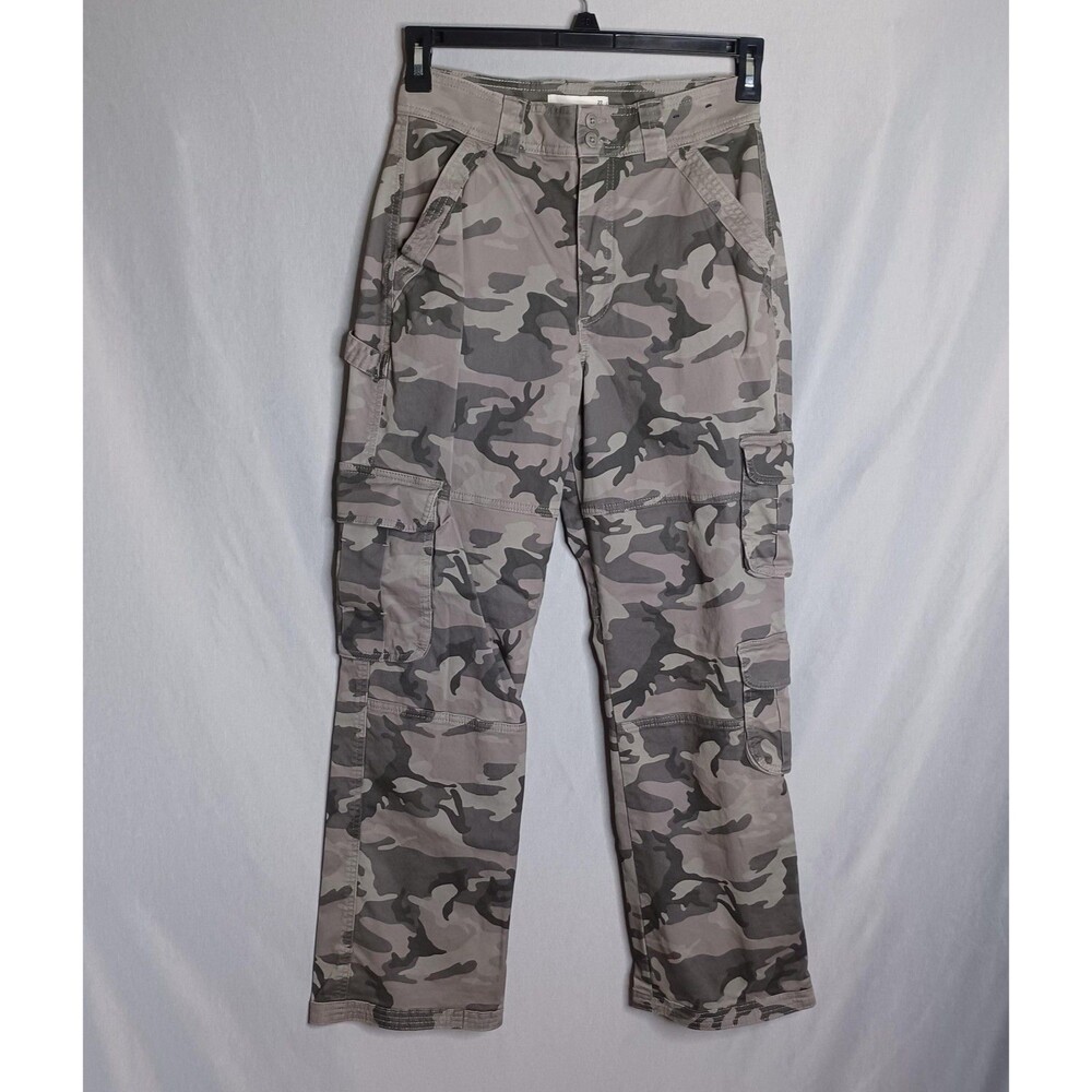 Abercrombie & Fitch Pants Womens 4 Gray Camo Cargo Curve Love Stretch Pockets